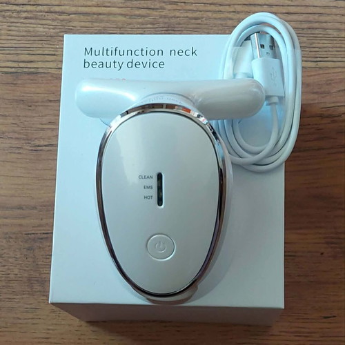 Electric face and neck massager new, with 7-color vibration and thermal mode