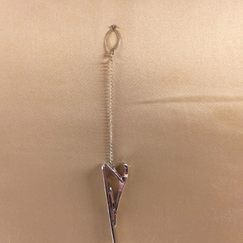 Tie clip new with chain and blue enamel