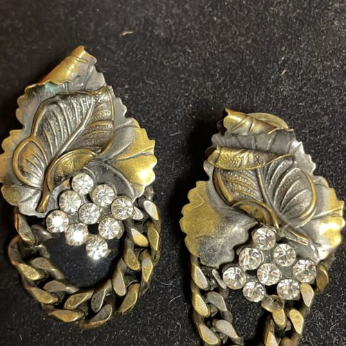Handmade bronze earrings new with brilliant stones, retro style
