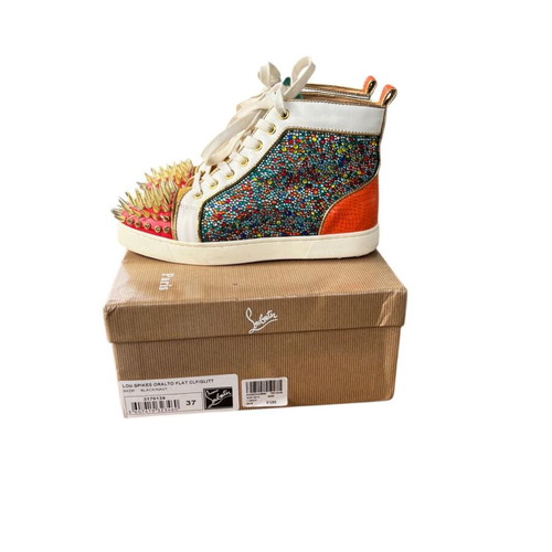 Christian Louboutin Lou Spikes sneakers μεταχειρισμένα, μέγεθος 37, μαύρα και πολύχρωμα