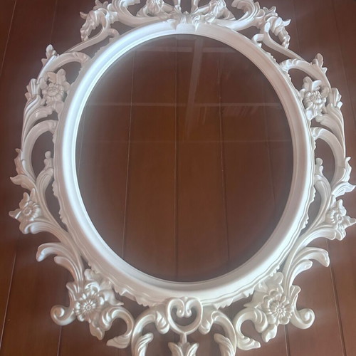 Vintage oval ornate white mirror frame like new