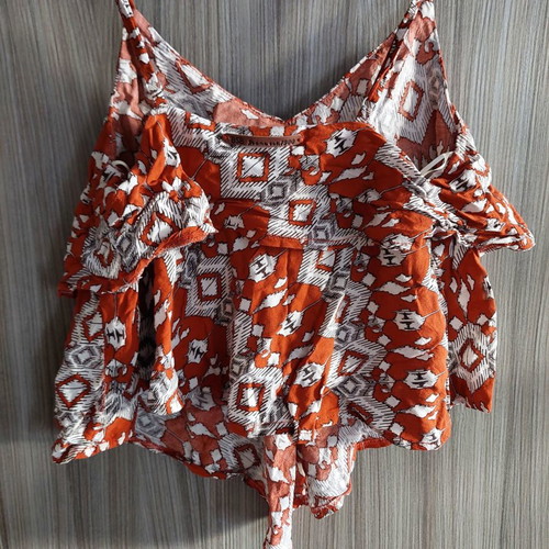 Bsb top used with ethnic pattern and asymmetric cut