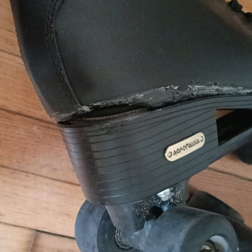 Roller skates refurbished, one with torn sole