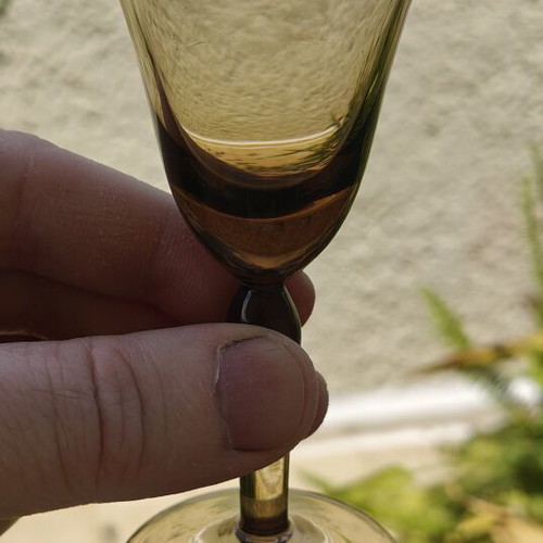 Vintage set of 5 colored liqueur glasses like new