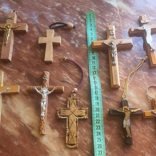 Wooden crosses set, pack of 9
