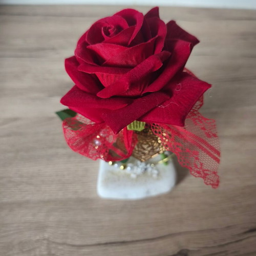 Decorative red rose like new, velvet texture