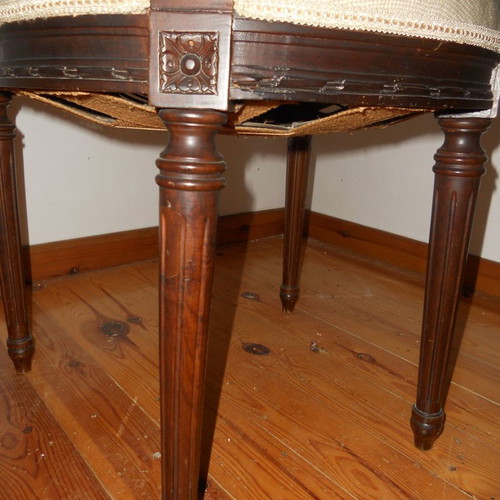 Pair of embroidered carved chairs used, vintage