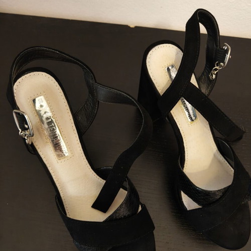 Xti black platform sandals used, suede, size 36