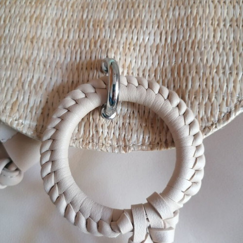Bag to Bag beige backpack bag, faux leather and woven