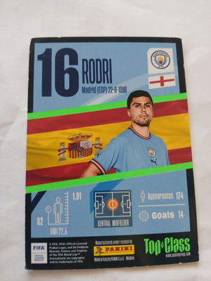 Panini Top Class Rodri Max Power αυτοκόλλητο μεταχειρισμένο