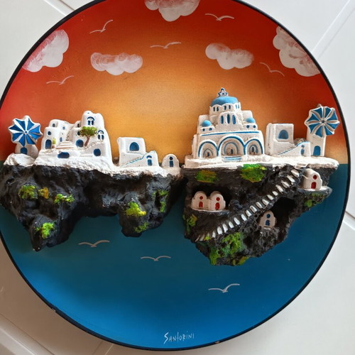 Ceramic decorative wall plate Santorini 32 cm like new