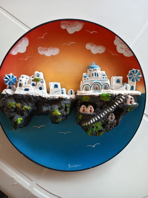 Ceramic decorative wall plate Santorini 32 cm like new