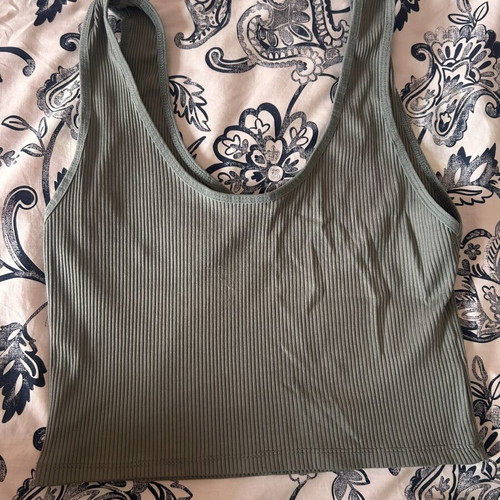 Rib Crop Top khaki size XL like new by Stradivarius