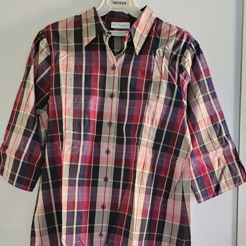 Ulla Popken Women's Checked Shirt like new, 100% Cotton, Size 44/46