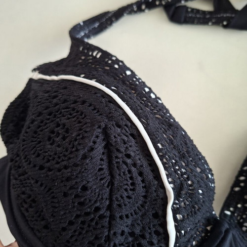 Swimsuit size M like new with knitted lace black and white