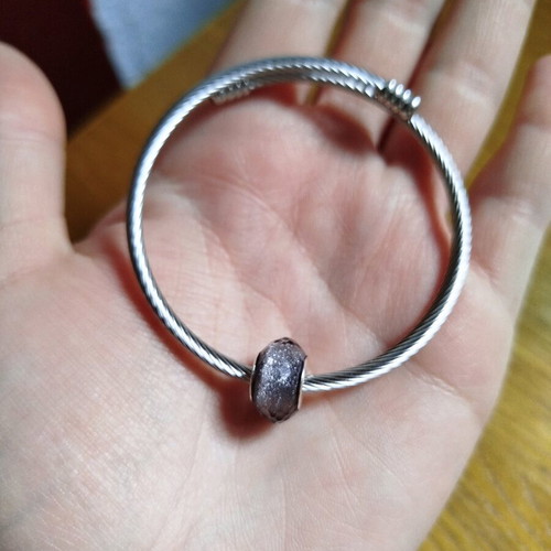 Steel bracelet new dark gray with internal glitter