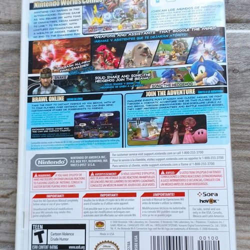 Super Smash Bros. Brawl Nintendo Wii game used, complete with manual