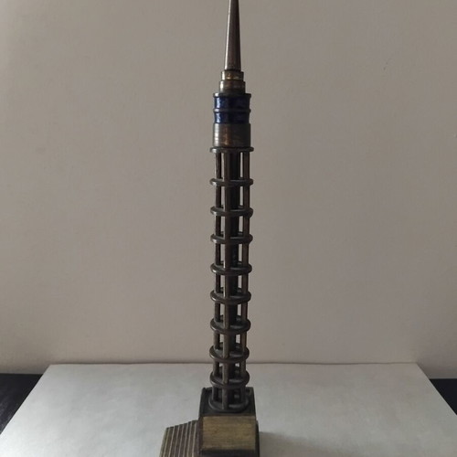 Cairo Tower vintage souvenir used, brass miniature from 1960s