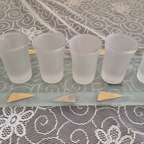 Tray with 6 shot glasses like new