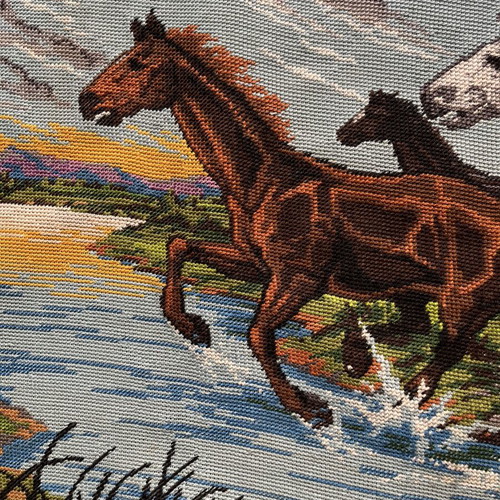 Handmade textile painting like new, dimensions 1.08x0.48 m