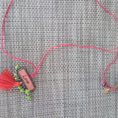 Handmade red pendant with adjustable cord