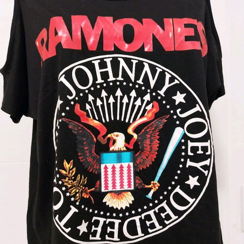 Ramones Rock Band Tee women's size 14 like new, black with colorful print