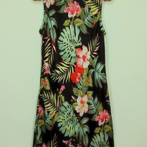 Floral print sleeveless mini midi dress new L/XL