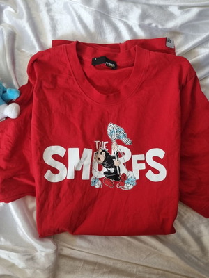 Μπλούζα The Smurfs σαν καινούργια, μέγεθος S/M, κόκκινο βαμβάκι