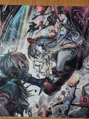 Yu-Gi-Oh Fusion Deployment playmat with Fallen of Albaz & Blazing Cartesia artwork