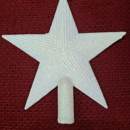 White embossed Christmas tree star topper