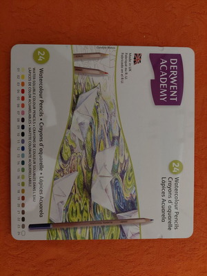 Derwent Academy watercolour pencils set of 24 like new in metal case