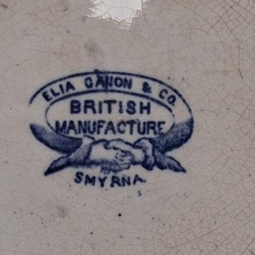 Elia Canon & Co. Smyrna Blue Willow Pattern plate, 19th century British manufacture