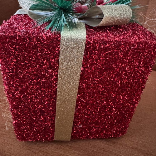 Christmas decorative gift like new, medium size, red with gold ribbon