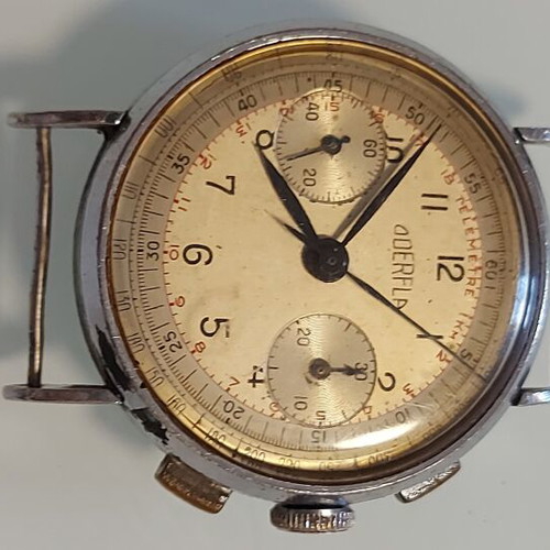Men's mechanical chronograph watch military steel case 1936, 34mm