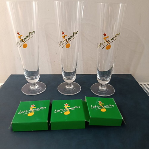Heineken Vintage Beer Glasses set of 3 new