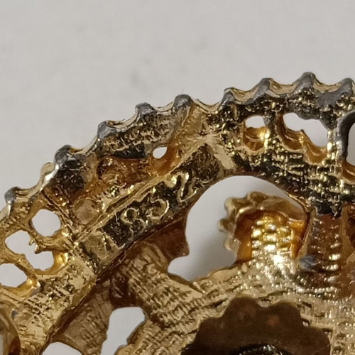 Pin vintage from Austria used, gold plated with semi-precious stones