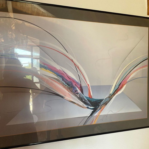 Elba Alvarez painting used, poster with cracked glass