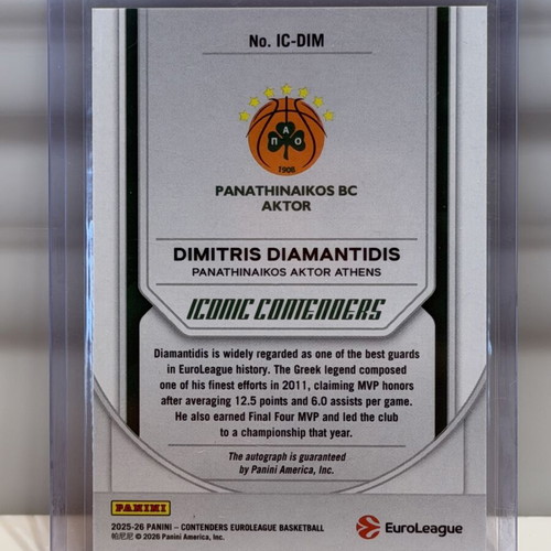 Dimitris Diamantidis Iconic Auto Contenders 25-26 Euroleague Panini card used