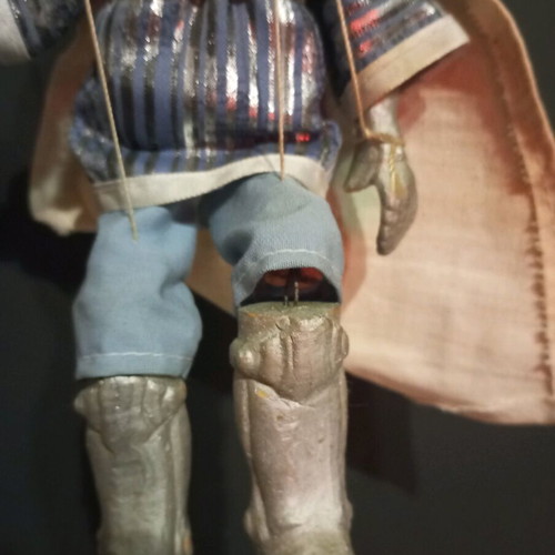 Vintage knight marionette used with broken hand