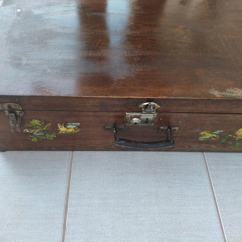 Wooden Vintage Suitcase used with metal clasps 70x40x30 cm