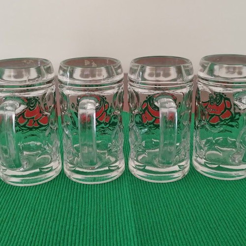 Mini Beer Glasses Stein Set of 6 like new with Oktoberfest style