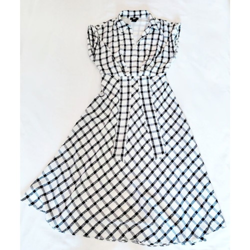 DKNY midi checked dress with collar like new, size M