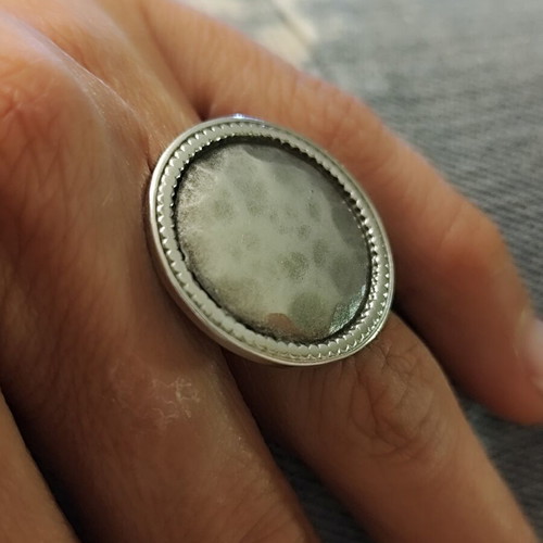 Boho cocktail ring new, adjustable size, silver color