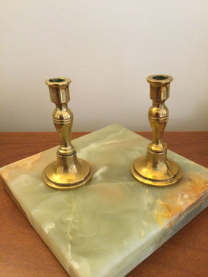 Bronze small candle holders used, set of 2, height 8cm