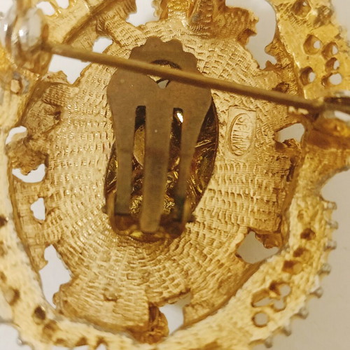 Pin vintage from Austria used, gold plated with semi-precious stones