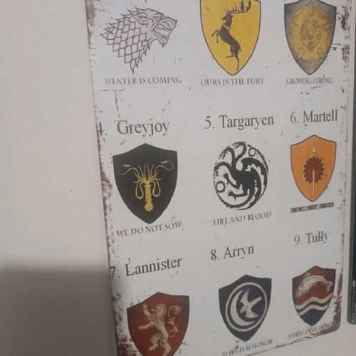 Game of Thrones canvas new with Westeros houses and mottos