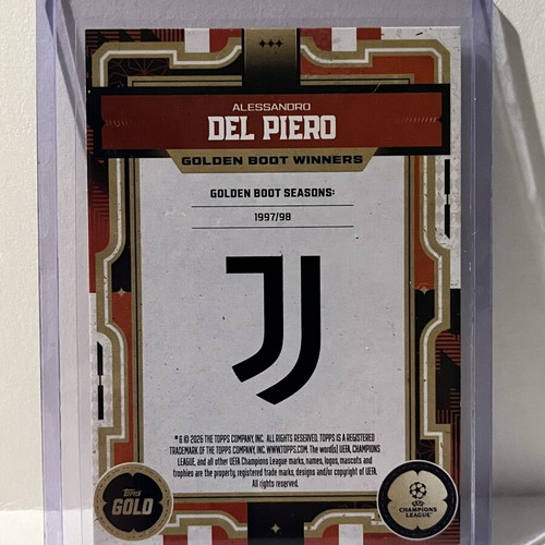 2025-26 Topps Gold Alessandro Del Piero Golden Boot Winners card like new
