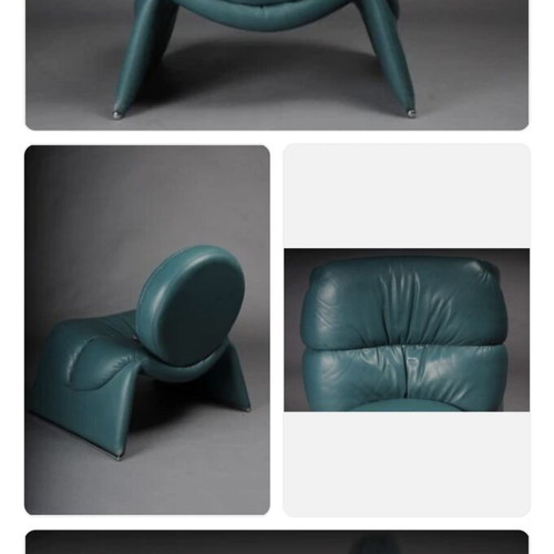 Saporiti C35 Calypso Lounge Chair like new, turquoise leather