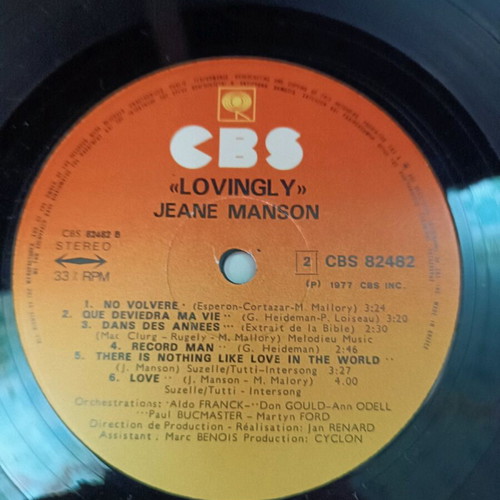 Jeane Manson Lovingly vinyl record used