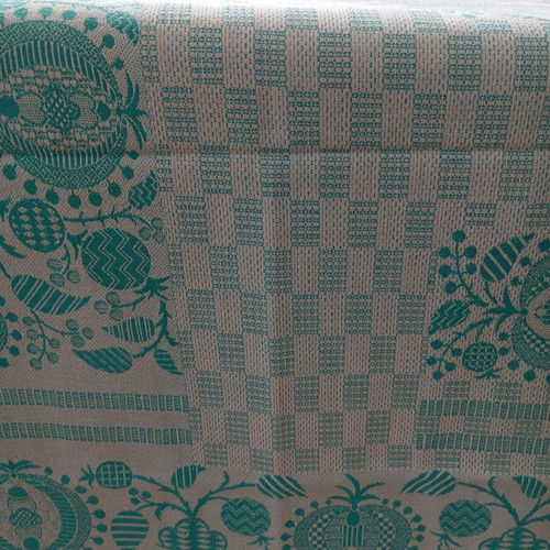 Woven bedspread 1.35 x 1.95m, turquoise floral design